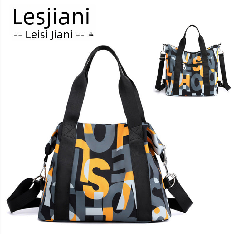 Korean-Style Nylon Letter Shoulder Bag – Large Capacity Tote