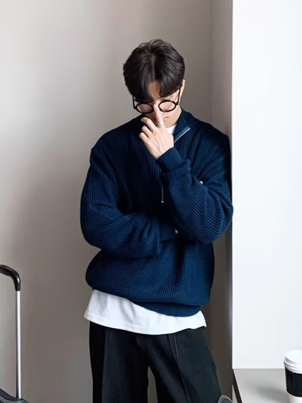 Men’s Half-Zip Polo Knit Sweater Autumn-Winter