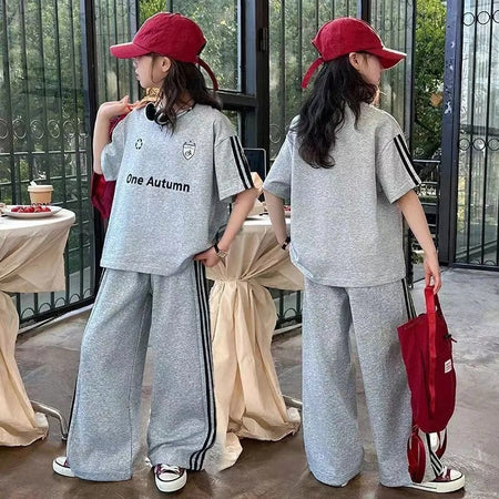 Girls’ Summer 2025 Short-Sleeved Sports Two-Piece Set – Summer Kids Fashion Nepal | Tudoholic