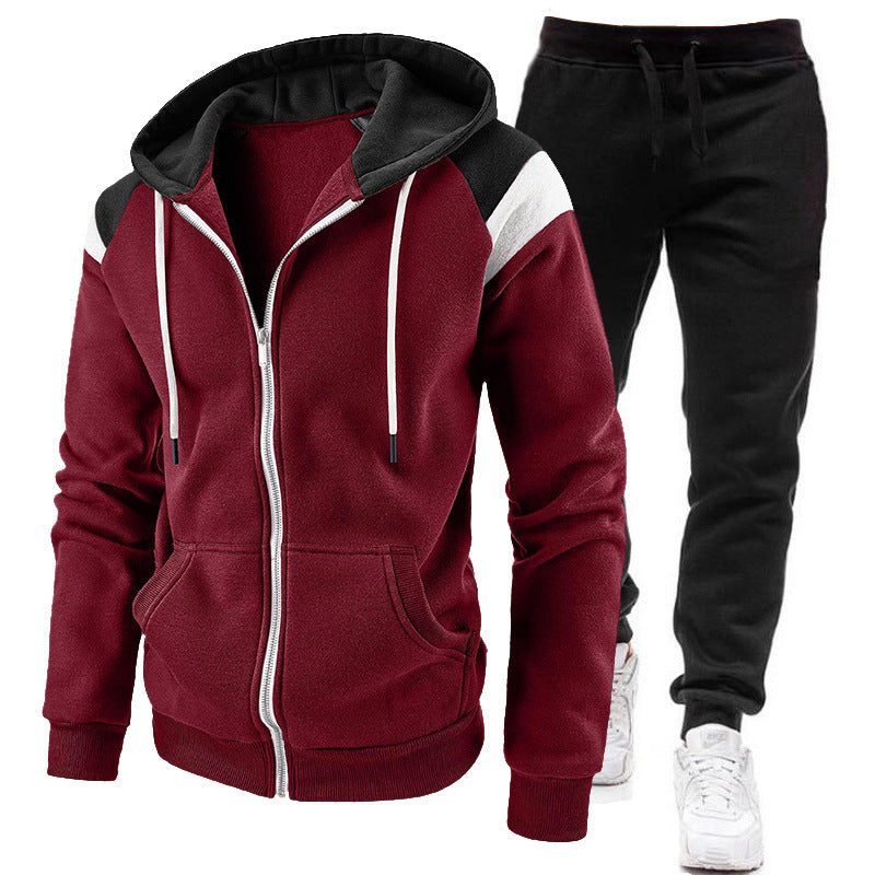 Men’s Color-Match Hoodie Set – Casual Sportswear