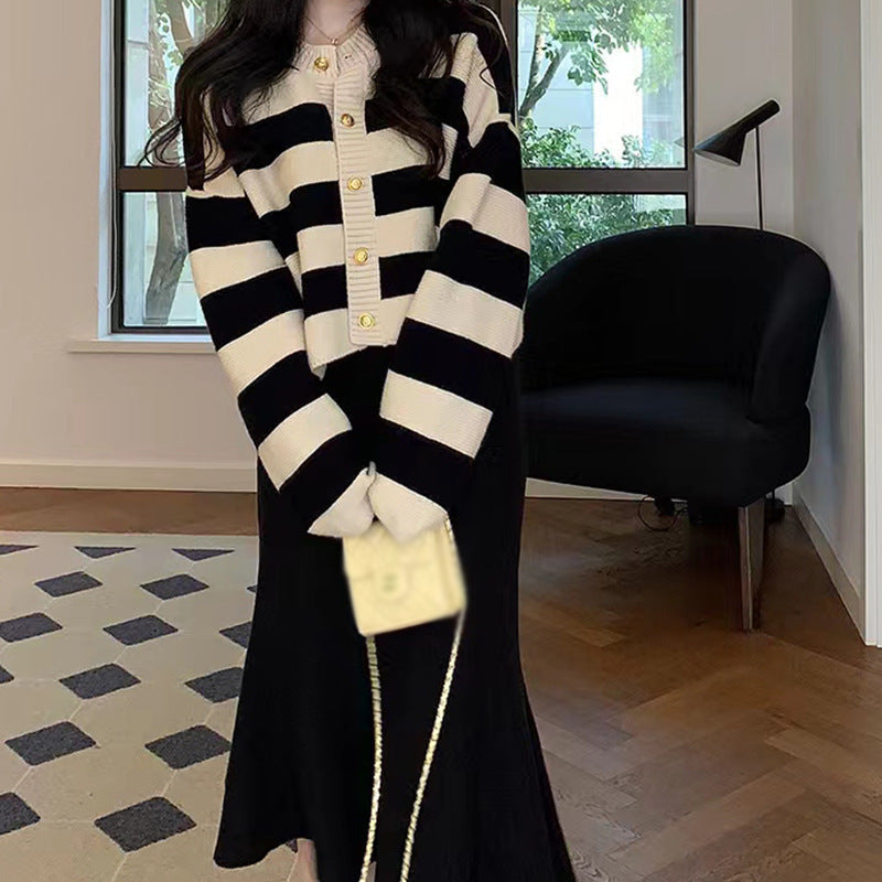 High-Waist Knitted Fishtail Skirt – Autumn Winter