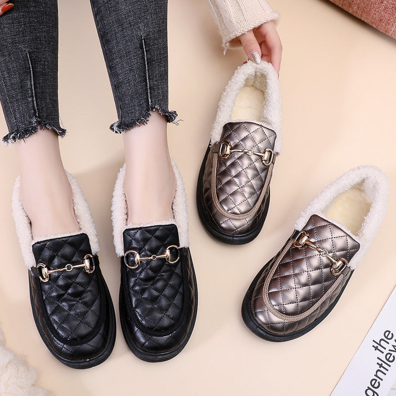 Women’s Old Beijing Fleece Loafers – Warm & Stylish