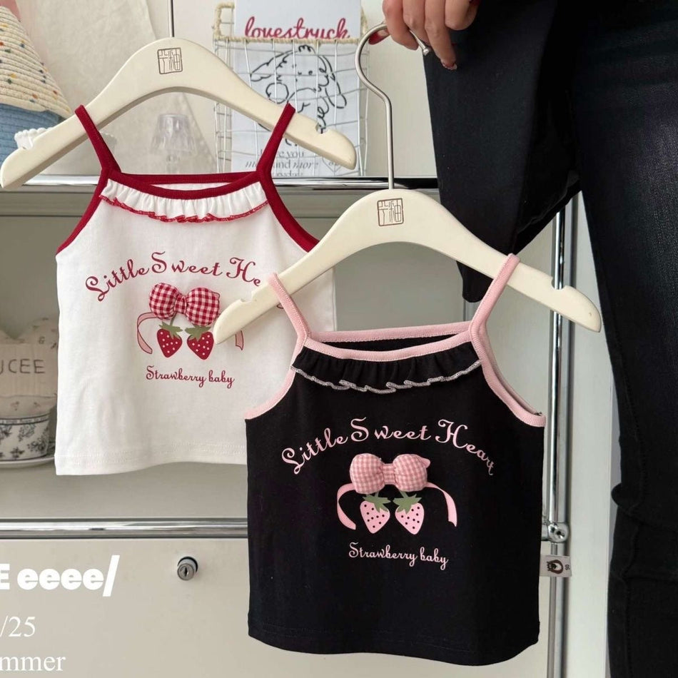 Girls Cotton Cherry Bow Camisole Vest 2026