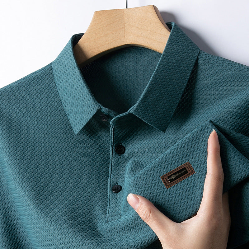 INSTOCK-Ice Silk Polo Shirt – Cool Half-Sleeve Summer Style