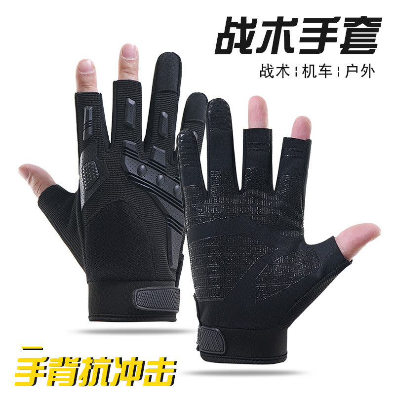 Men’s Tactical Outdoor Gloves – Non-Slip Leather Grip