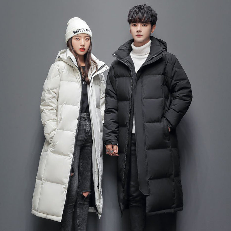 STOCK-Unisex Long Knee-Length Down Jacket for Winter