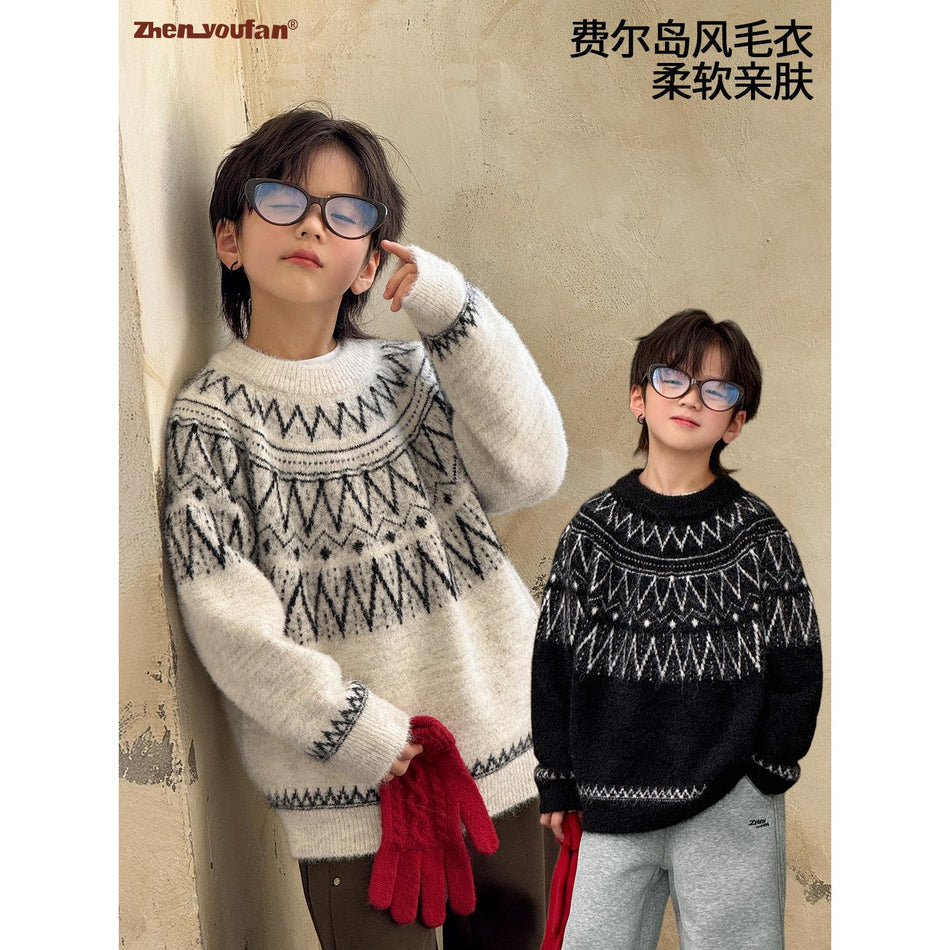 Boys Thickened Winter Sweater 2025 Warm Knit Top