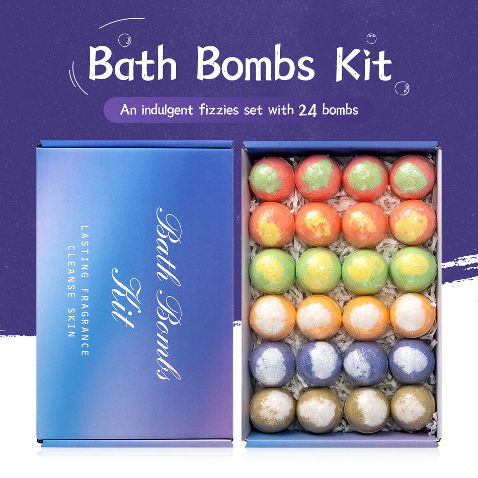 24-Pack Bubble Bath Bomb Gift Box – Essential Oil Bath Balls