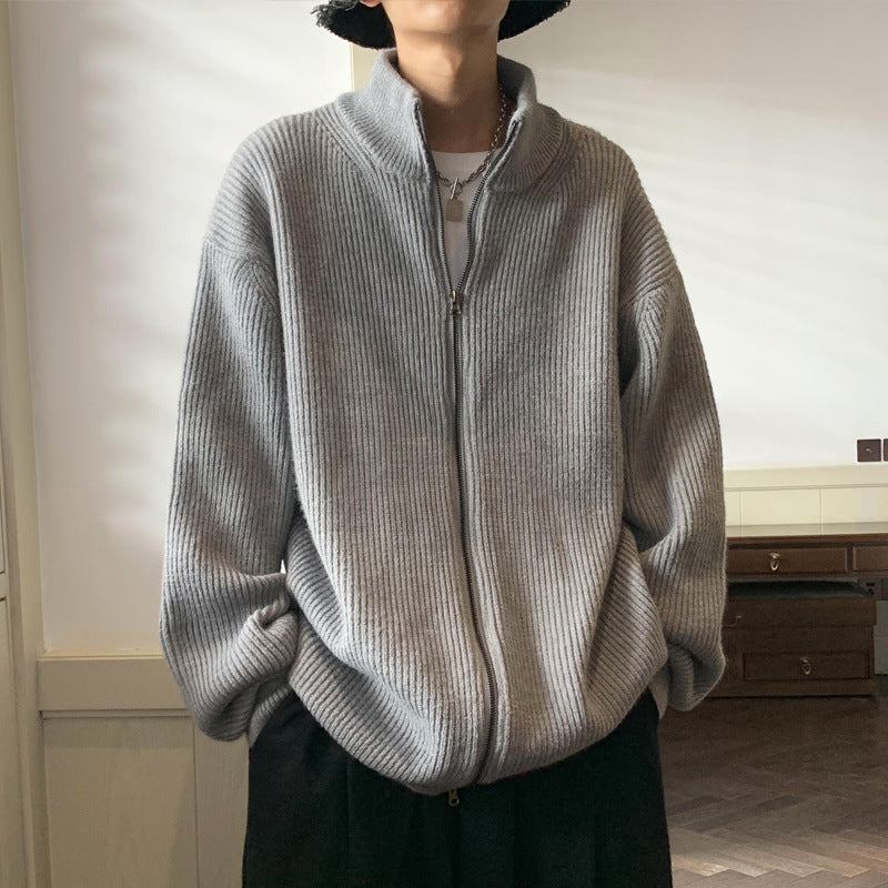 STOCK-Men’s Knitted Cardigan Sweater Loose Autumn Winter Coat
