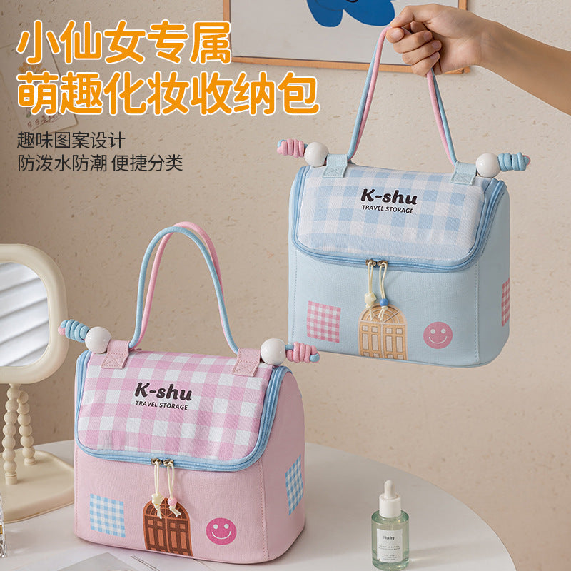Cute Cabin Cosmetic Bag Large-Capacity Girls’ Organizer