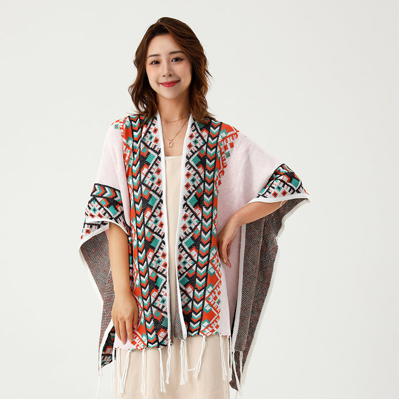 Buttoned Ethnic Shawl