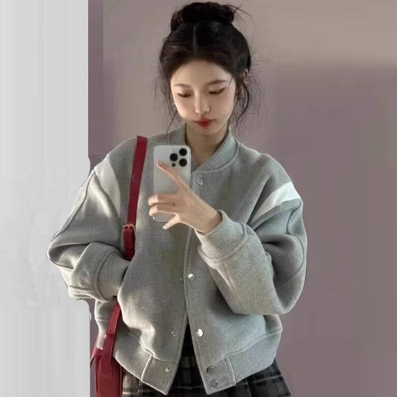 Petite Fleece Baseball Jacket for Women – Autumn Trend