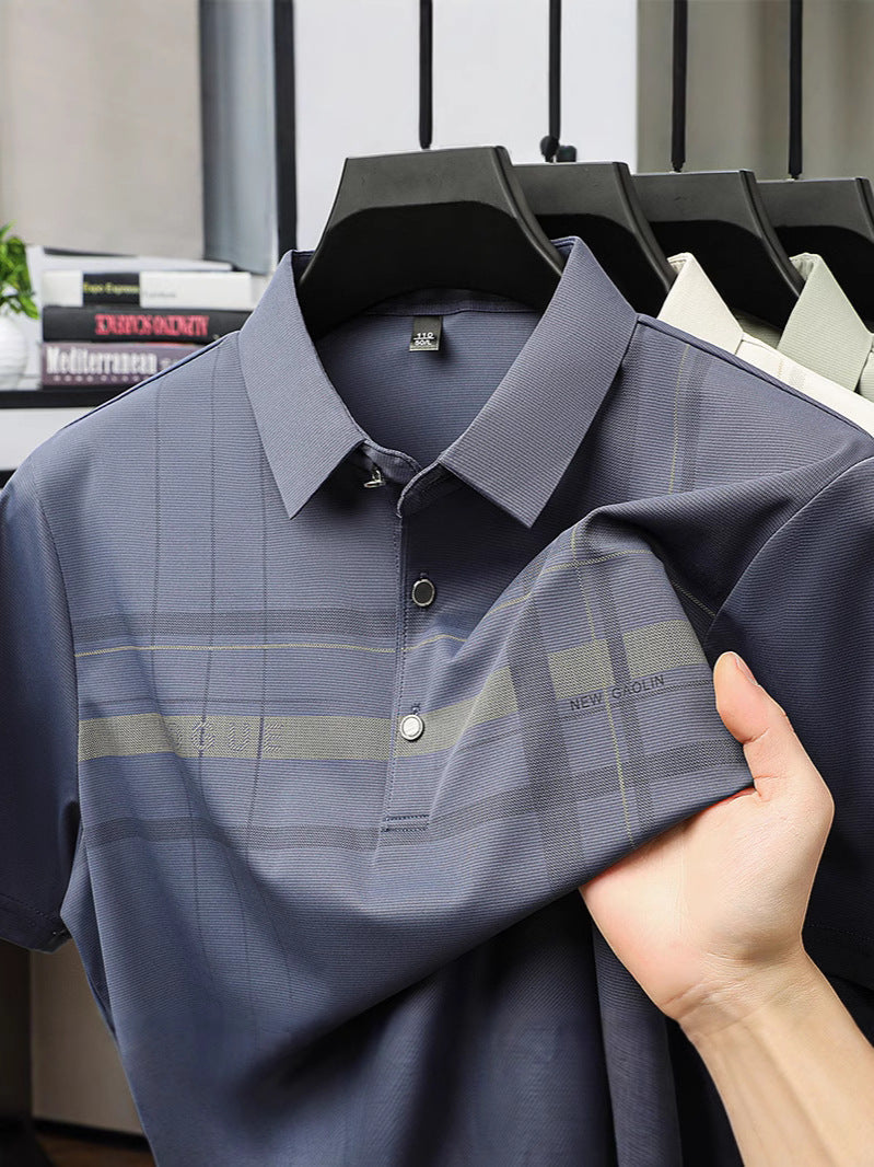 Dad’s Ice Silk Summer Short-Sleeve Collar T-Shirt