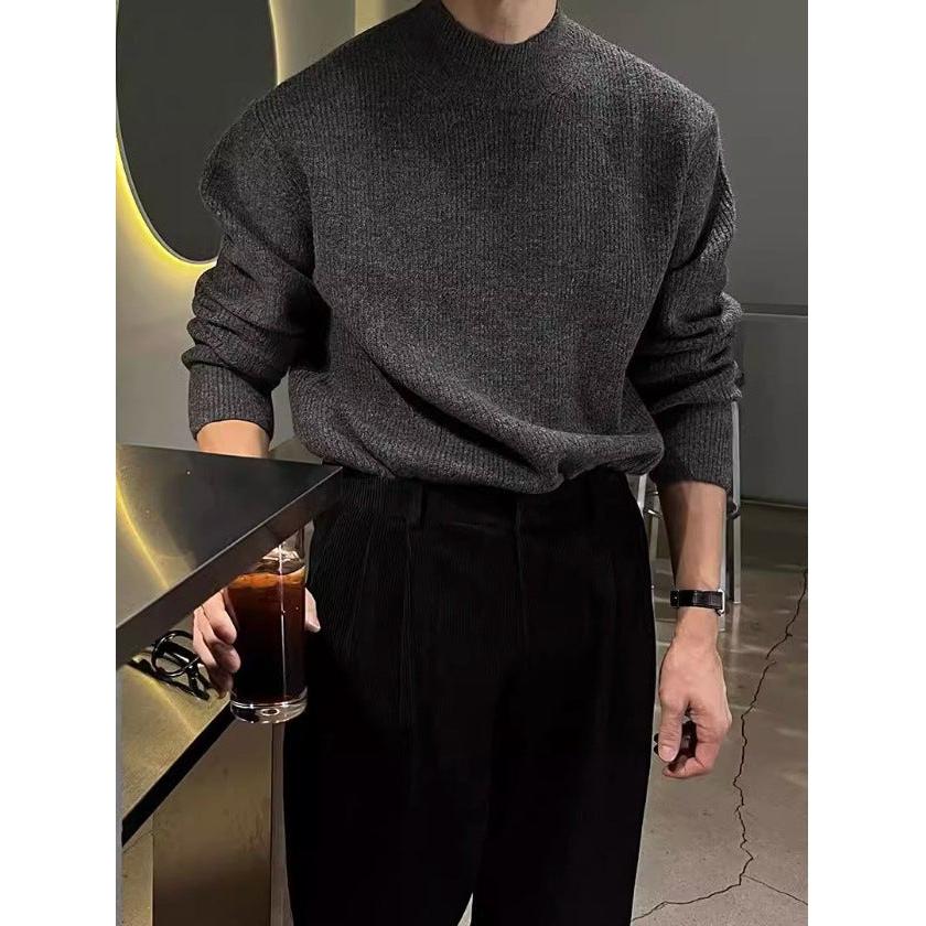 Men’s Half-Turtleneck Sweater – Trendy Spring/Autumn Knitwear