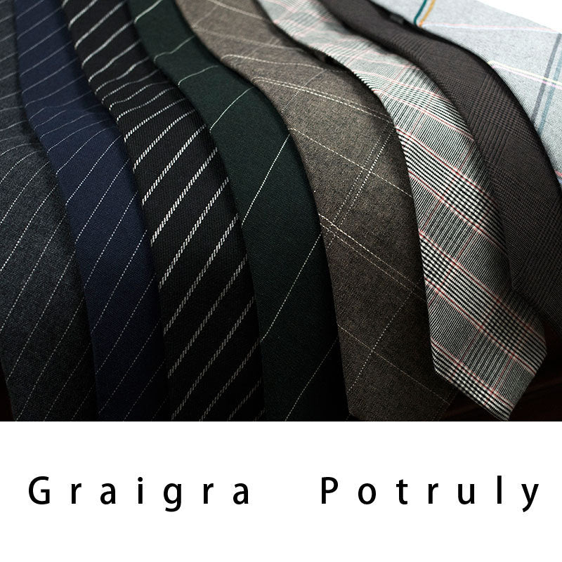 STOCK-6cm Houndstooth Curry Gray Tie – Vintage Casual Look