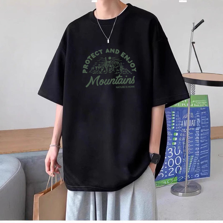 Men’s Printed Cotton T-Shirt – Trendy Casual Base Tee