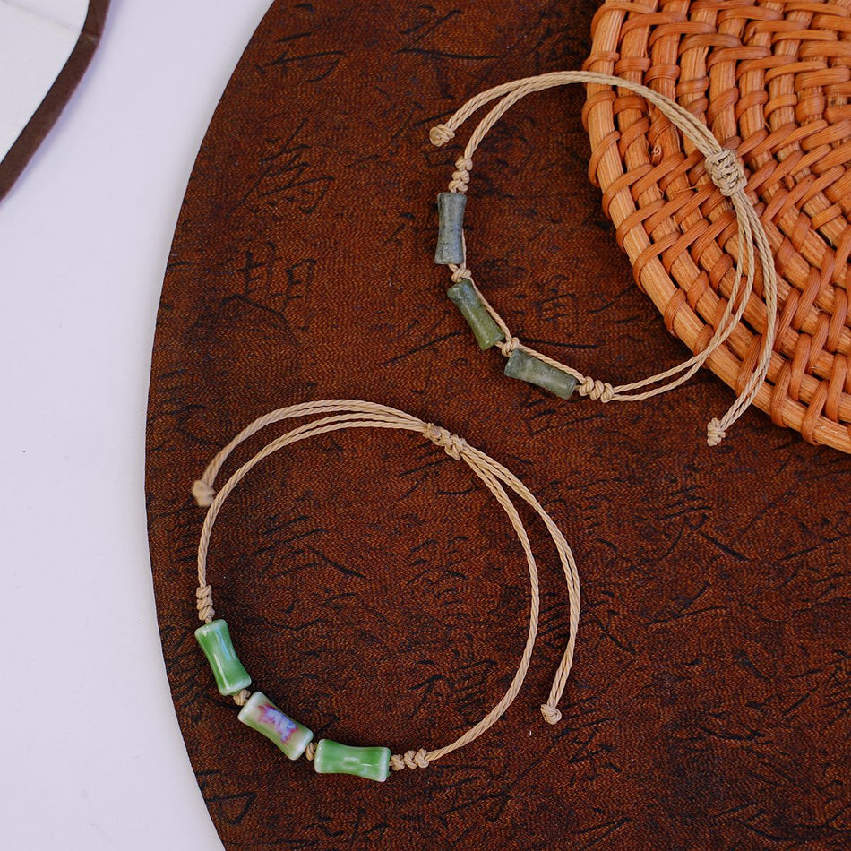 Zen Bamboo Bead Bracelet – Ceramic Couple’s Jewelry