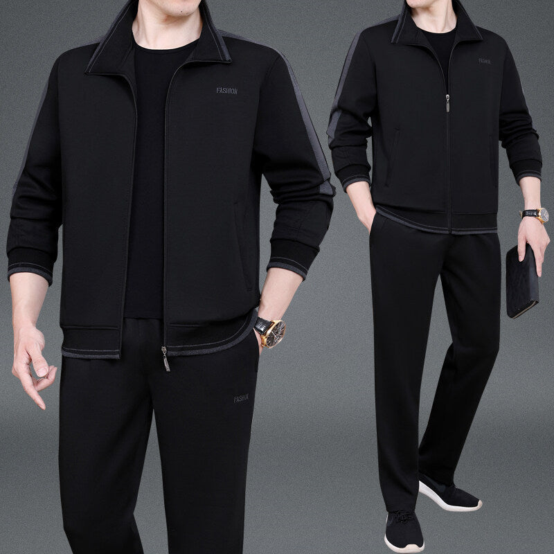 STOCK-Men’s Middle-Aged Thickened Two-Piece Sports Suit for
