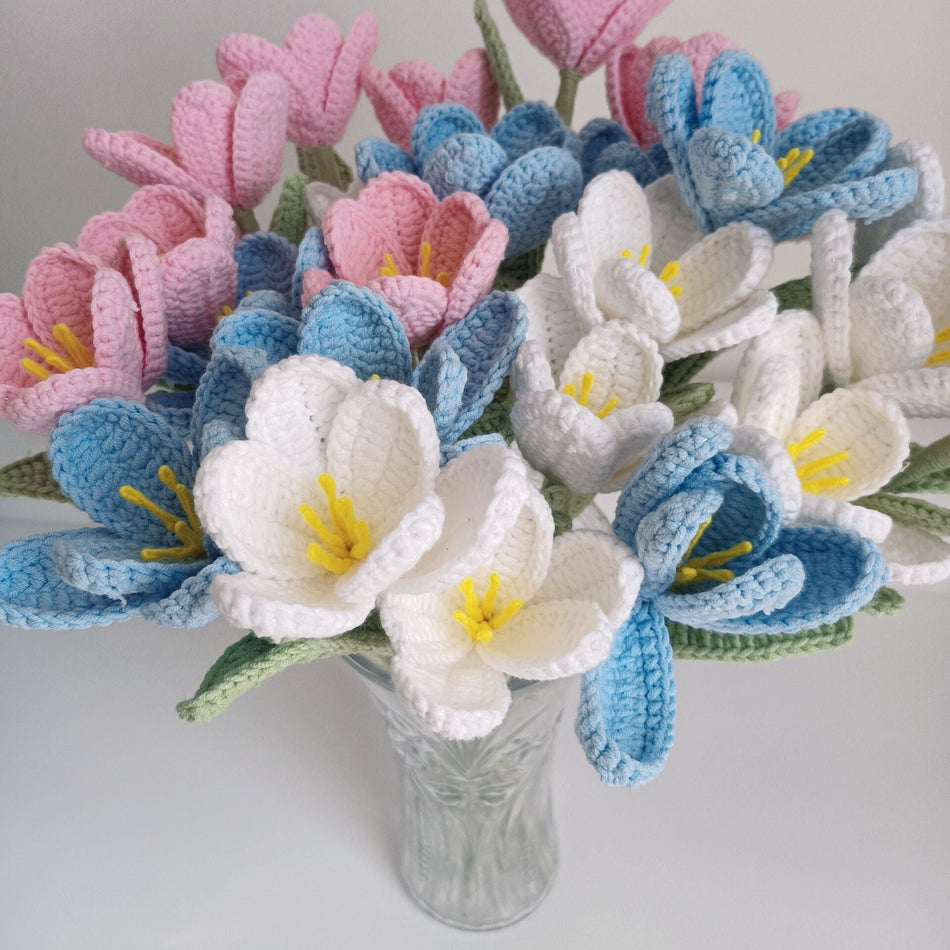 Tulip Bouquet Handmade Yarn Artificial Flower Gift DIY