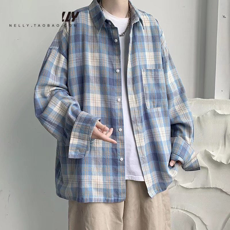 INSTOCK-Men's Korean Plaid Shirt  Trendy & Comfortable