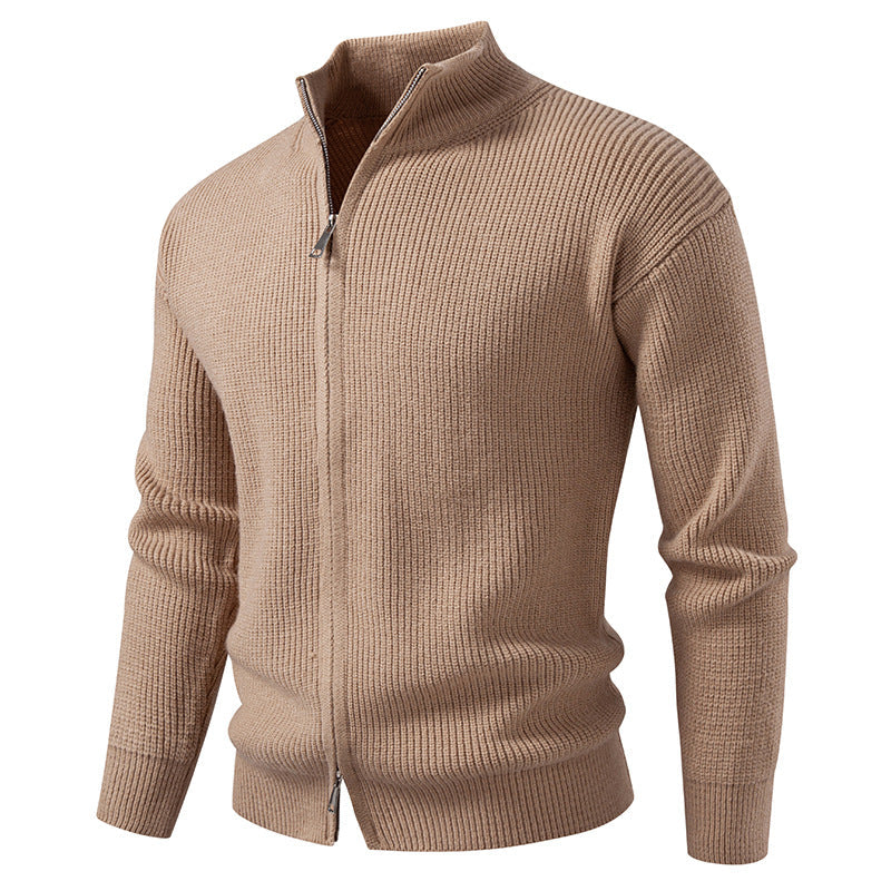 STOCK-Men's Stand Collar Cardigan – Casual Solid Color Sweater
