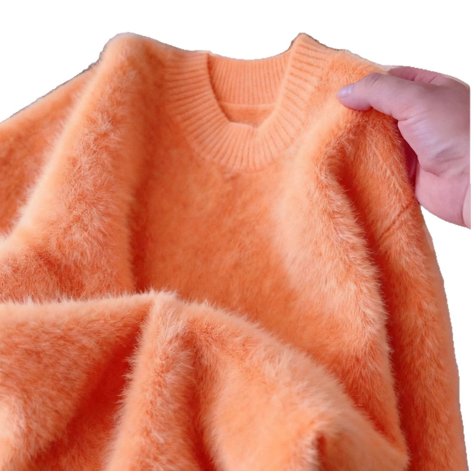 Yellow Mink Velvet Knitted Sweater Women Autumn Winter Inner