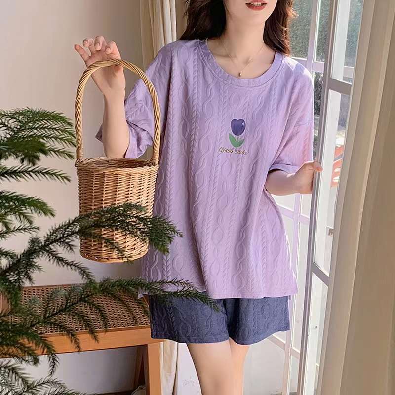 Summer Cotton Pajamas – Short Sleeve & Chest Pad Set