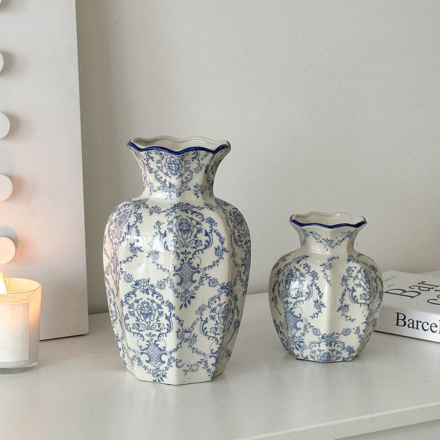 Blue & White Porcelain Vase for Chinese-Style Flower Décor