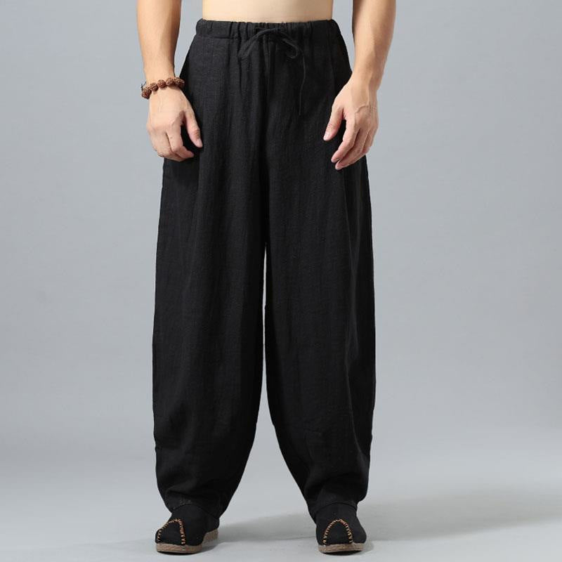 Men’s Summer Cotton-Linen Zen Wide-Leg Chinese Style Pants
