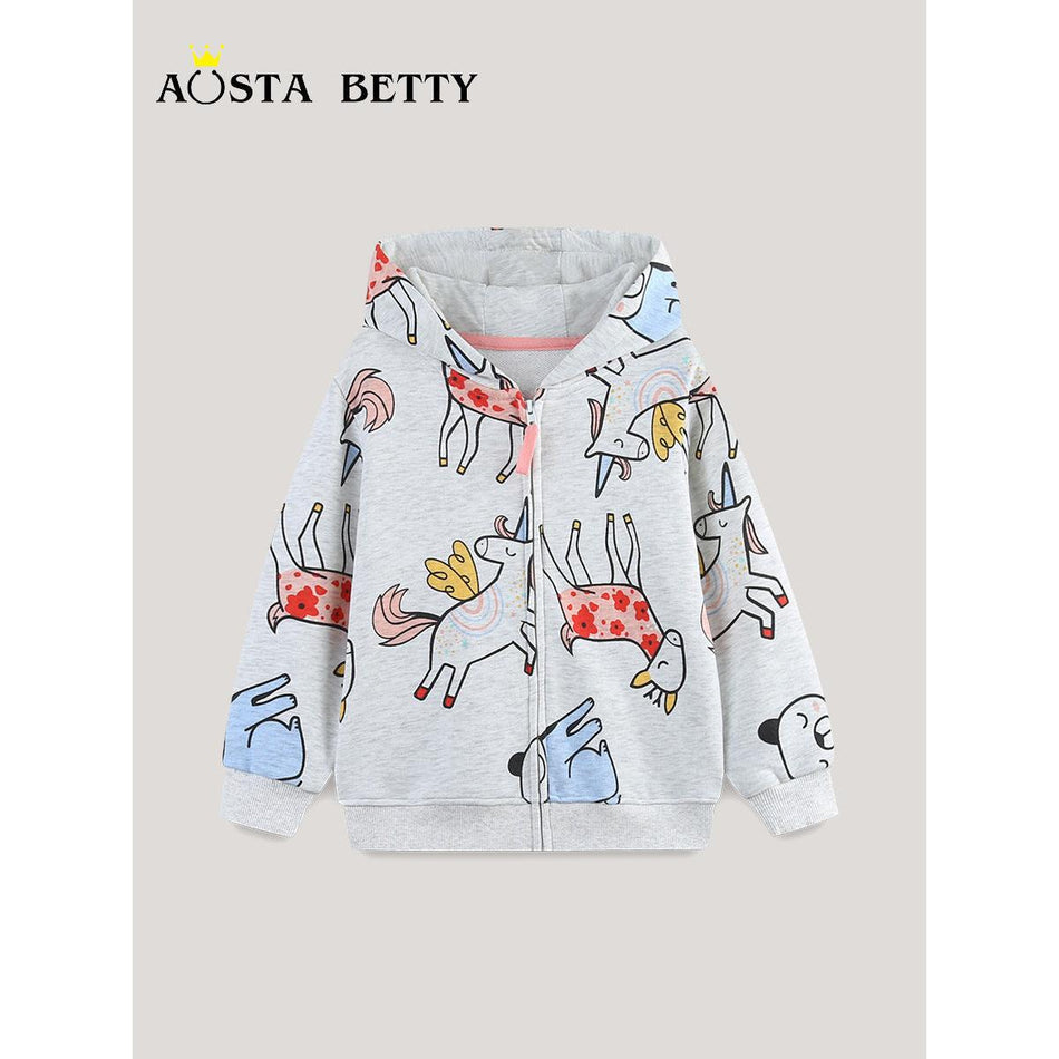 Girls Knitted Hoodie Sweater Coat with Zipper
