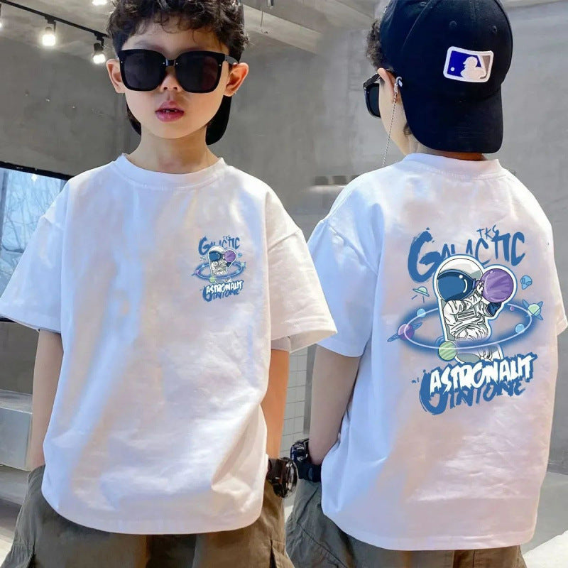 Boys’ Cotton Printed T-Shirt – Loose Korean Summer Top