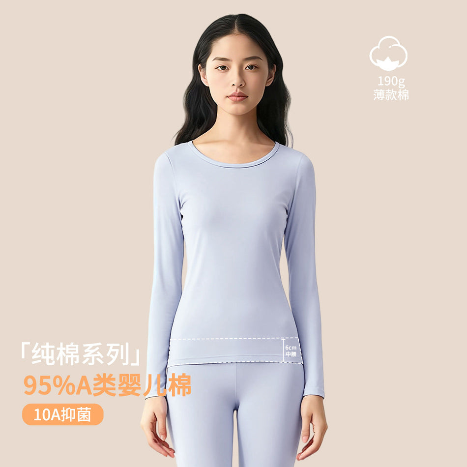 Women Pure Cotton Low Neck Thermal Sweater Pants Set Winter!