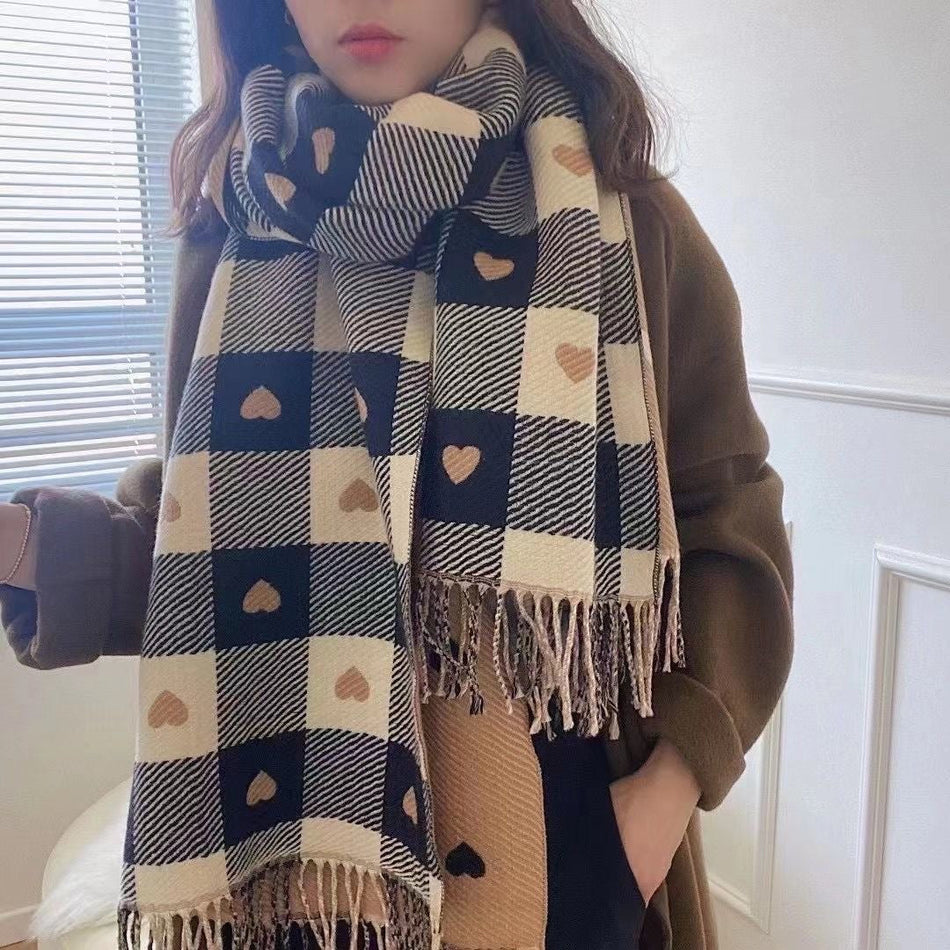 Plaid Imitation Cashmere Warm Scarf Nepal