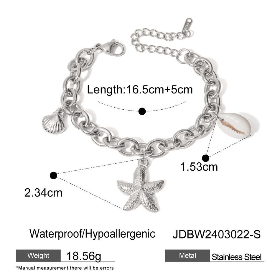 18K Gold Starfish Titanium Steel Bracelet