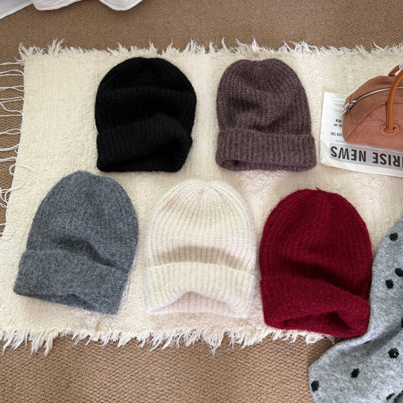 Unisex Solid Color Wool Turn-Up Hat