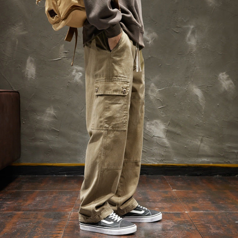 Men’s Japanese Retro Loose Multi-Pocket Work Pants