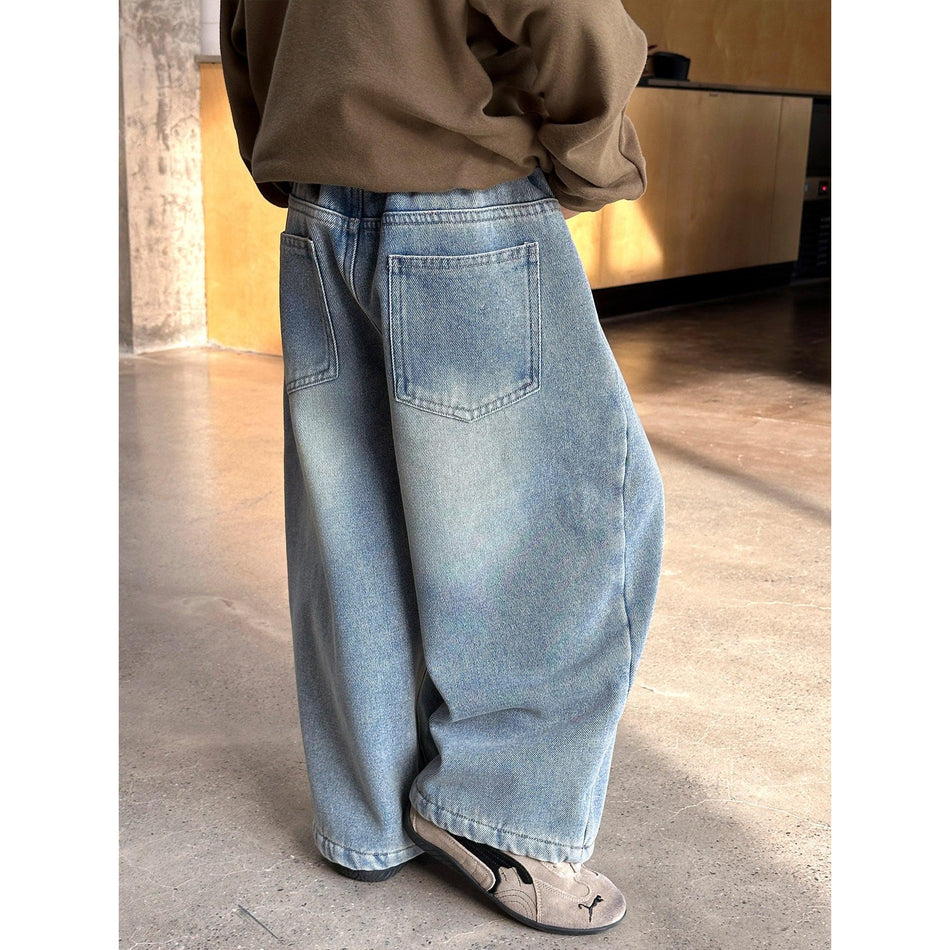 Boys’ Fleece-Lined Thick Jeans Winter Casual Pants