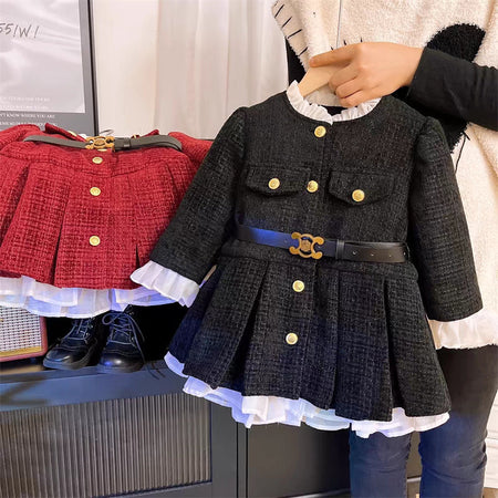 Girls Chanel Fleece Princess Dress Red Winter Autumn – Winter Kids Fashion Nepal | Tudoholic