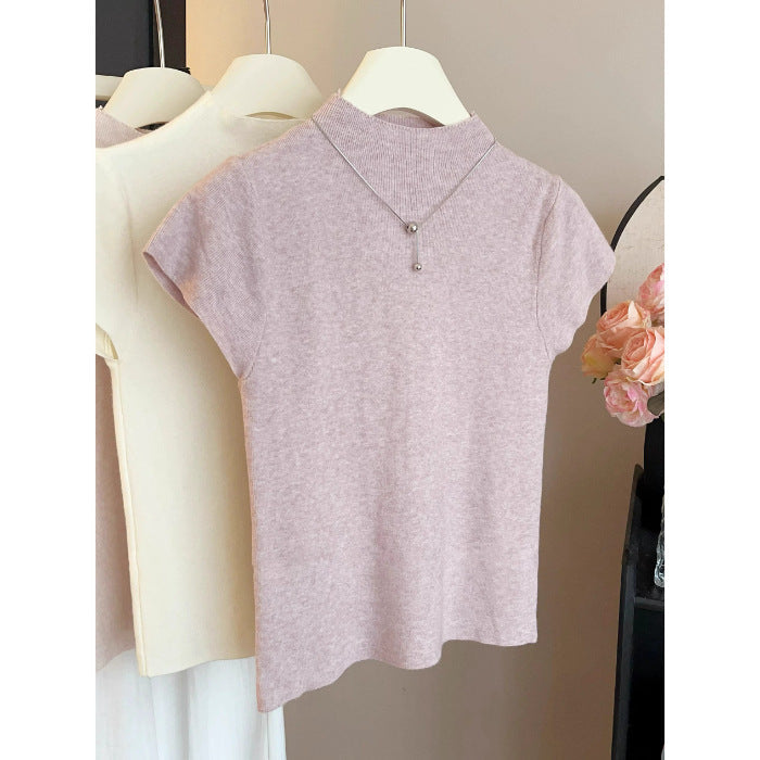 STOCK-Women’s Half Turtleneck Knit Top