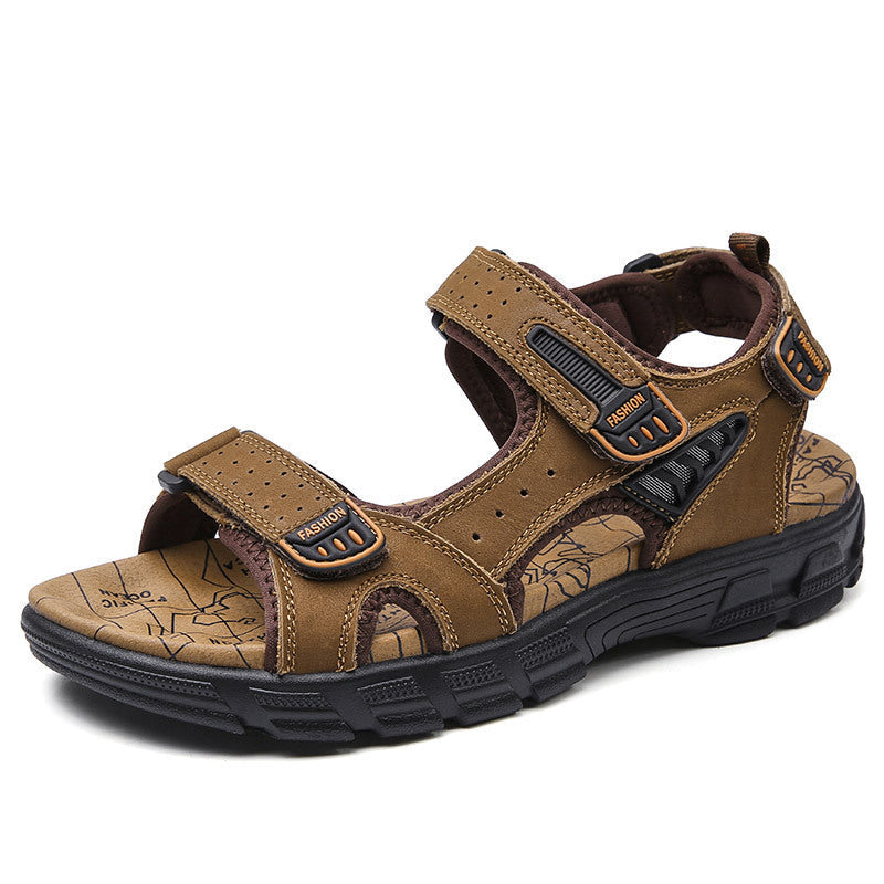Men’s Summer Thick-Soled Cowhide Beach Sandals