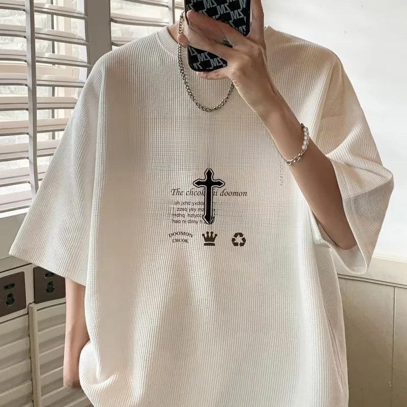 Waffle-Textured Men's Half-Sleeve T-Shirt – 2023