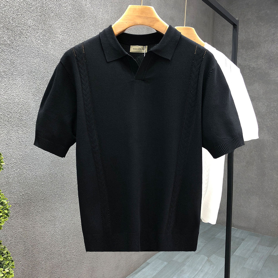 Men's Summer Light Luxury Ice Silk Thin Short-Sleeve Sweater