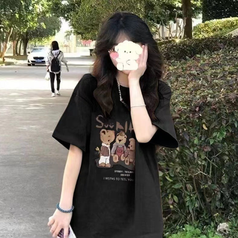 STOCK-Women's Retro Summer T-Shirt – Loose Fit, Stylish Design
