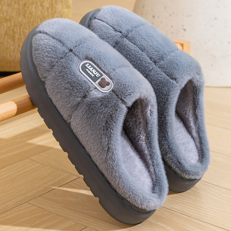 2025 Plus Size Cotton Slippers Men Thick-Soled Warm Indoor