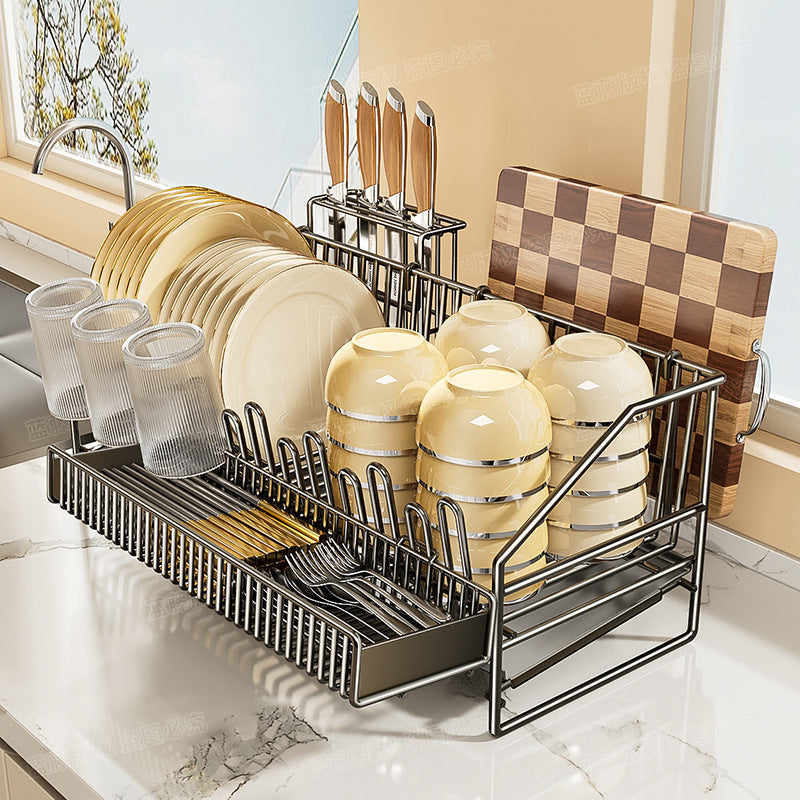 Butterfly-Style Water Drain Bowl Rack