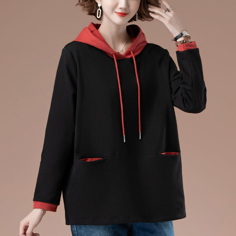 Plus Size Women’s Hooded Cotton Loose Casual Top