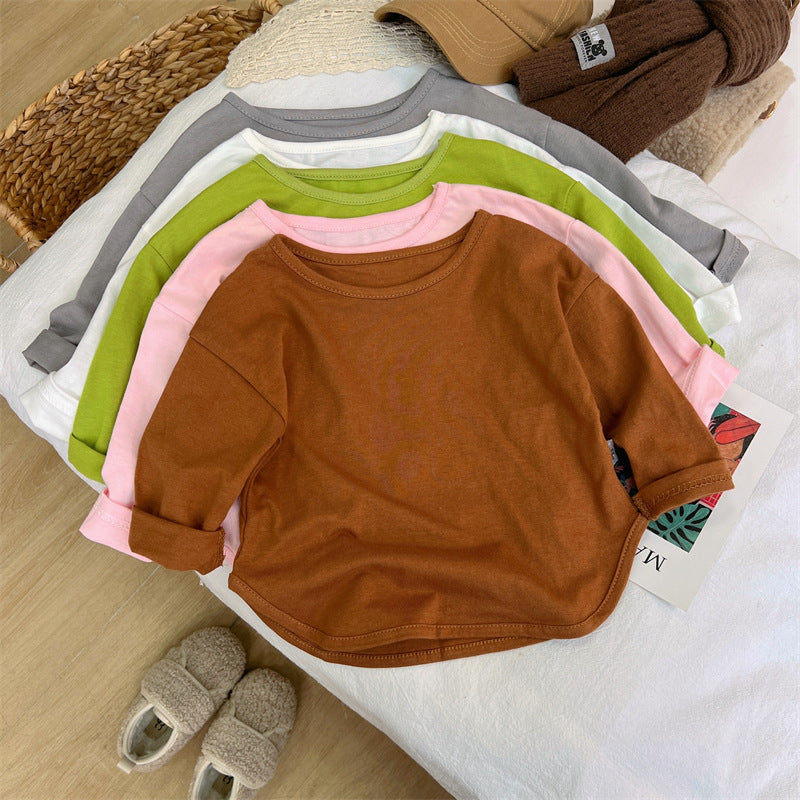 Kids Long Sleeve Cotton Base Shirt for Spring & Autumn