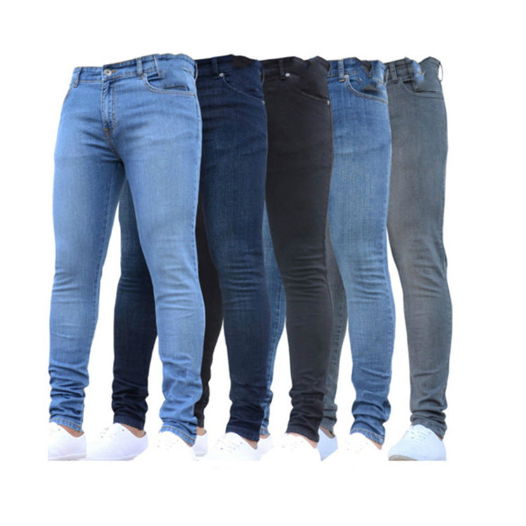 Black Slim Stretch Denim Pants Men Autumn Nepal