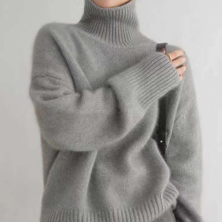 Women’s Warm High Collar Knitted Sweater for Winter