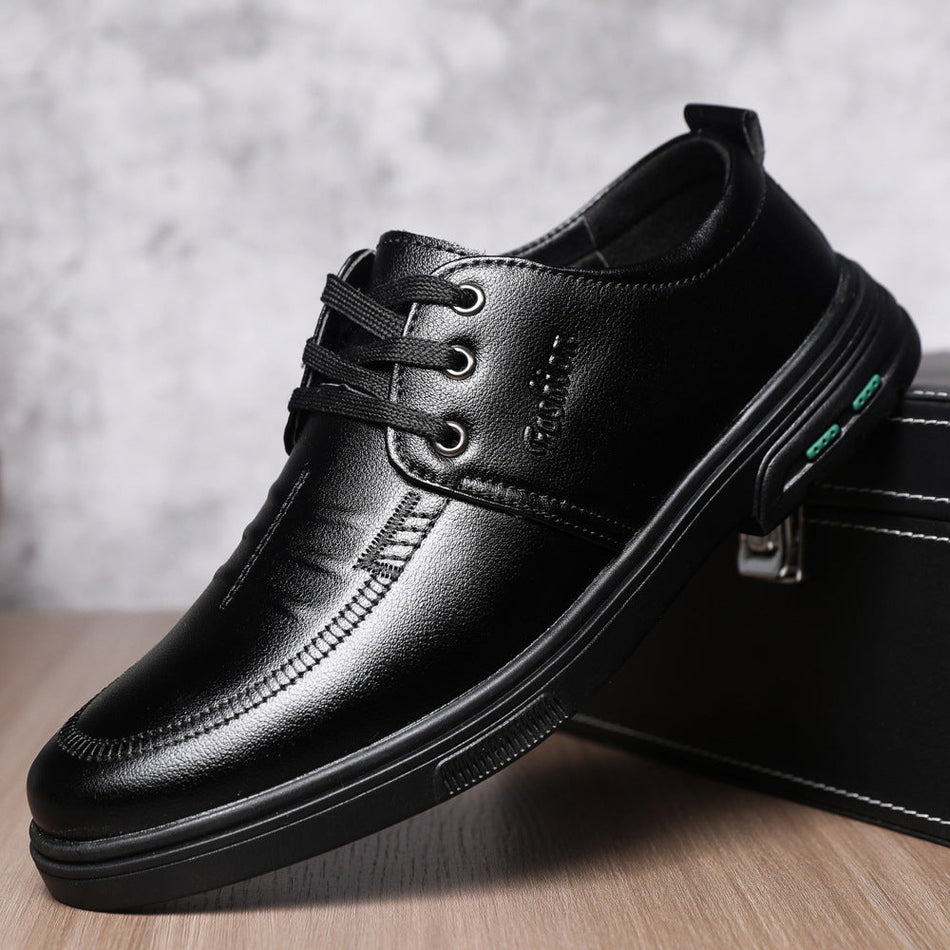 STOCK-Men’s Thick Sole Leather Shoes – Formal & Casual Comfort